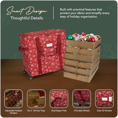 Covermates Rolling Adjustable Ornament Storage Bag, 19.25"W x 13"D x 18.5"H - Image 4