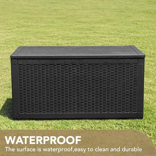 Devoko 100 Gallon Waterproof Resin Deck Box, Large Outdoor Storage Box - Image 4