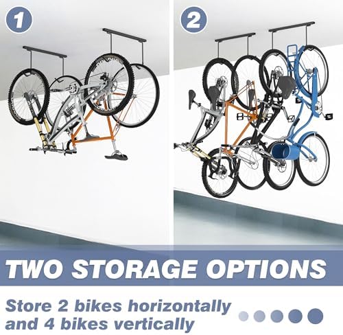 WALMANN Ceiling Mounted Bike Rack for Garage, Ceiling Bike Storage - Image 5