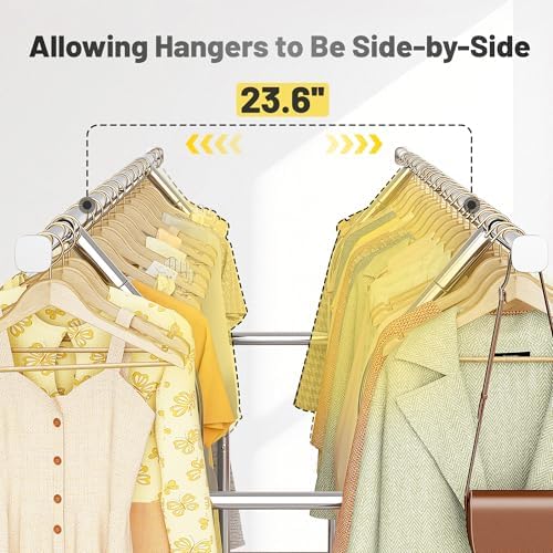 Raybee Heavy Duty Clothes Rack 630 LBS Double Rods Sturdy Shelves & Wheels - Image 4