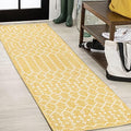 Eyely Moroccan Woven Runner Rug 2X10 Yellow/Cream, Indoor Outdoor Rug by eyely