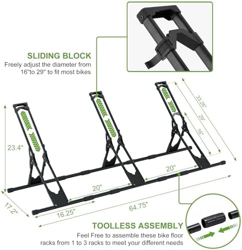 RELIANCER 3 Adjustable Bike Storage Stand,Bicycle Floor Parking Rack,Steady Bike Wheel Holder Fit All Mountain & Road Bikes,Indoor Outdoor Cycling Storage Organizer,Apartment Garage Cycle Tires Holder - Image 2