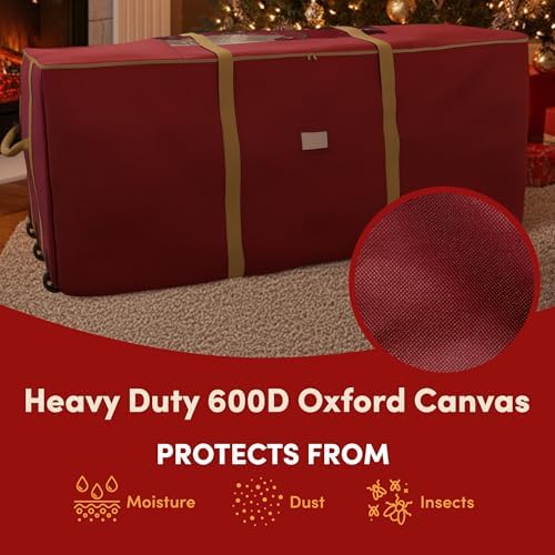 Elf Stor Christmas Tree Storage Bag with Wheels, Red, 67” x 28” x 24” - Image 5