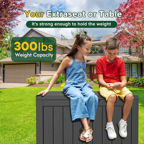 45 Gallon Outdoor Storage Box Waterproof, UV Resistant Deck Box, Lockable Resin Deck Box for Garden Tools Equipment and Cushions, Black - Image 5