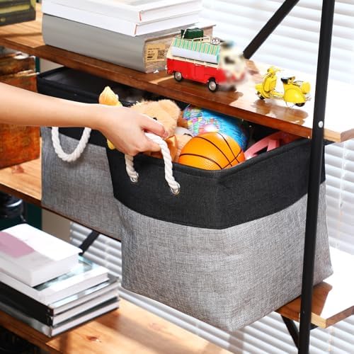 meekoo 8 Pack Fabric Storage Bins Baskets, 12 x 12 x 12in, Black Gray - Image 5