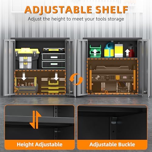 Garage Wall Cabinet with 2 Doors, Metal Wall Cabinet with Lock - Image 5