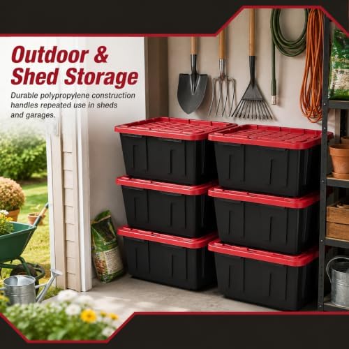 (6-Pack) 27 Gal Stackable Storage Bins with Locking Lids, Garage & Basement - Image 3