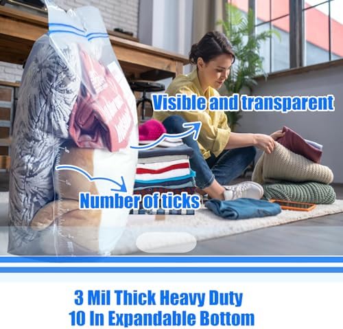 BEIDOU-PAC 25 Gallon Jumbo Storage Bags with Handle, 30 Counts | Double Zipper Seal | Expandable Bottom, Resealable Clear zip Bags for Home Travel, Moving, Commercial and Outdoor - Image 4