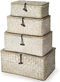 Woanger Set of 4 Wicker Baskets with Lids, White by Woanger