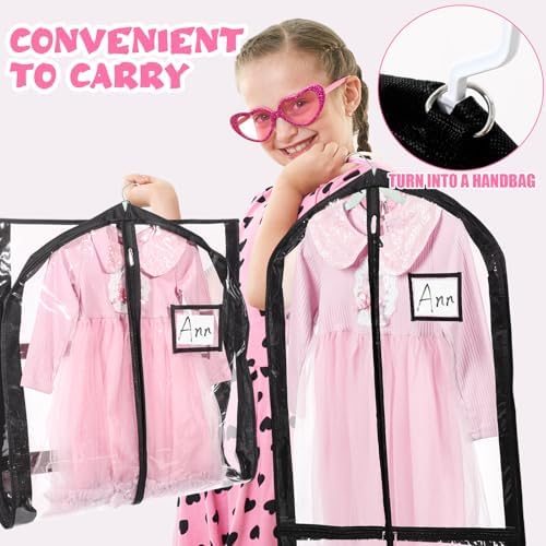 Geelin 14 Pcs Garment Bags for Dance PVC Clear, Fully Transparent Black - Image 4
