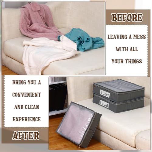 Panelee 6 Pcs 14x12x3'' Sweater Storage Bag with Easy Gliding Zipper, Gray - Image 4