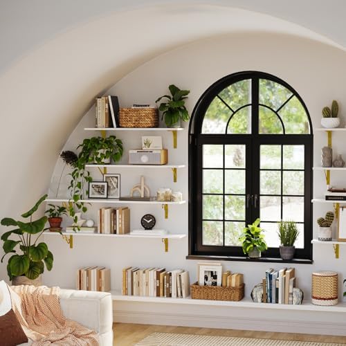 DINZI LVJ Long Wall Shelves, 39.4Inch Wooden Wall Mounted Shelves, Set of 4 - Image 2