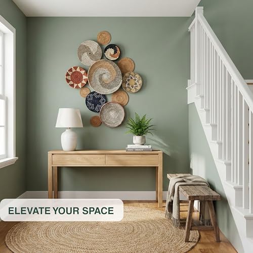 Woven Basket Wall Decor Set of 12, Decorative Wall Plates - Image 3