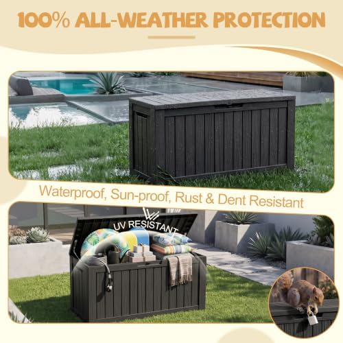 EFU Outdoor Storage Box Waterproof,150 Gal Gen 2 Resin Deck Box With Wheels - Image 4
