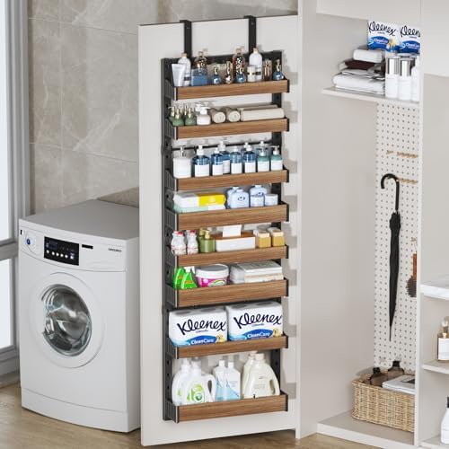 8-Tier Over The Door Pantry Organizer, Heavy-Duty Metal Wall Mount or Hanging Spice Rack, behind the door storage Shelves with Adjustable Basket, Back of Door Organizer for Kitchen Cabinet and Closet - Image 7