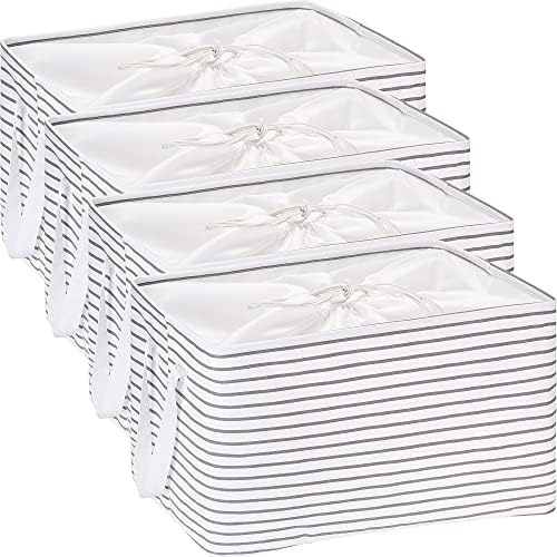 Hinwo 102L XXL Canvas Storage Bin with Lid and Handles, 4-Pack by Hinwo