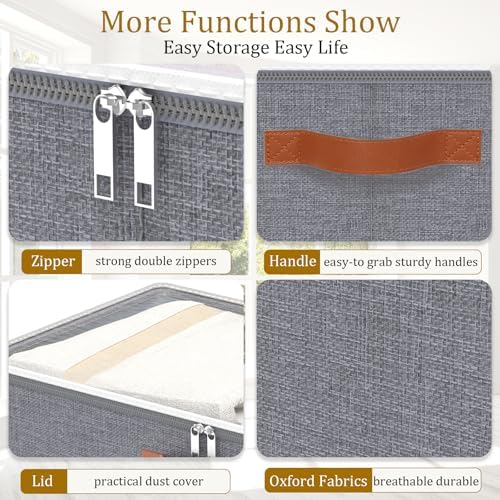 Yawinhe Pack of 2 Underbed Storage Bags, Foldable Clothes Storage with Clear Window, for Duvets, Clothes, 60 x 30 x 15 cm, Grey - Image 7