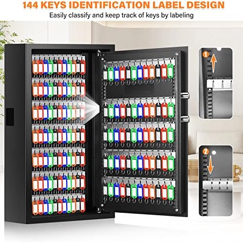 144 Keys Anti-Theft Fireproof Key Cabinet Wall Mount with Combination Lock - Image 7