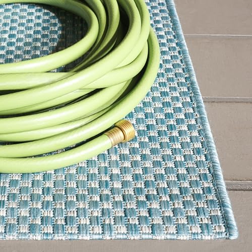SAFAVIEH Courtyard Outdoor Area Rug 6'7"x9'6", Aqua & Grey CY8521-37121 - Image 5