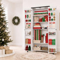 FIMELLO 71" H Gift Wrap Storage Cabinet, Craft Storage Cabinet,White Grain by FimelloHome