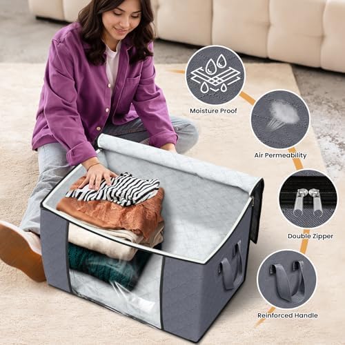 Fab totes 90L Clothes Storage, Foldable Thick Fabric Blanket Storage Bags - Image 4