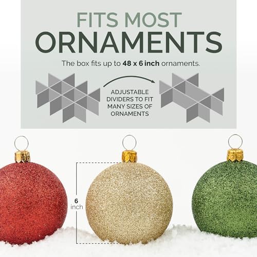 Christmas Extra Large Ornament Storage Container - Box Stores Up to 48 – 6” Ornaments – With 4 Individual Trays -Heavy Duty 600D Tear Resistant Material, Zippered, Adjustable Dividers. - Image 5