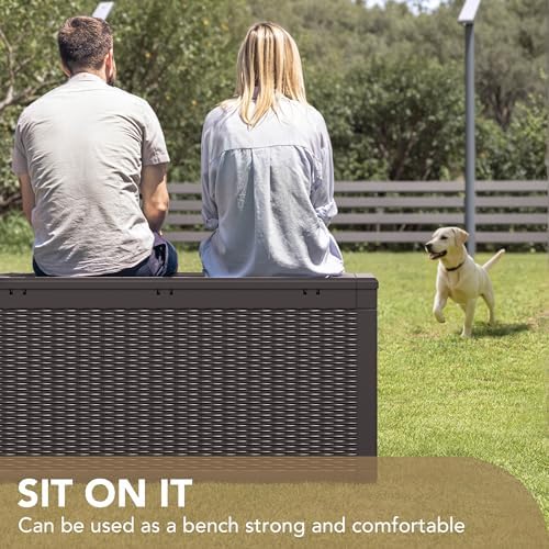 Devoko 100 Gallon Waterproof Resin Deck Box, Large Outdoor Storage Box - Image 3