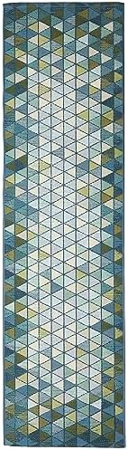 Liora Manne Marina Indoor/Outdoor Power Loomed Synthetic Blend Low Profile Area Rug - Transitional Contemporary (Triangle Border Grotto) (1'11" x 7'6") - Image 4