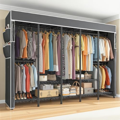 Raybee Clothes Rack with Cover, Portable Closet 1200LBS Adjustable Shelves by Raybee