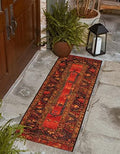 Unique Loom Outdoor Tribal Collection Area Rug - Quepos (2' 7" x 10' Runner Multi/Black) by UniqueLoom