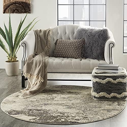Nourison Home Celestial Ivory Grey 7’10” x Round Area Rug - Easy Clean, Non Shedding, Bed Room, Living Room, Dining Room, Kitchen (8' x Round) - Image 4