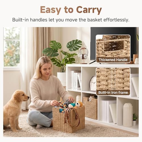 StorageWorks 11 inch Cube Storage Bins, Wicker Baskets,Storage Cube,Natural - Image 4