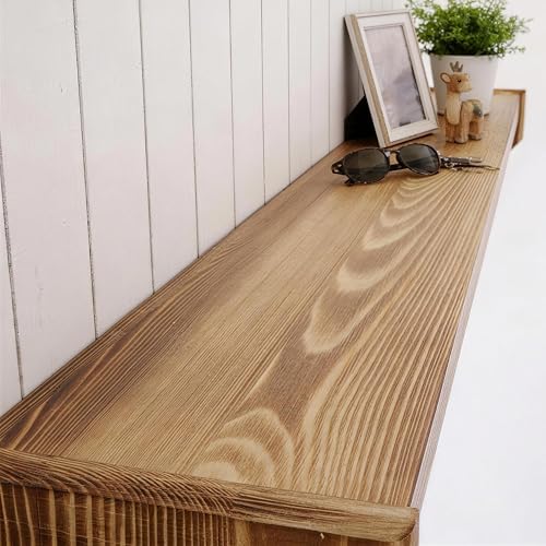SKOLOO Wall Shelf with Hooks, 35-Inch Coat Rack Wall Mount with Shelf Organizer - Heavy Duty, 5 Tri Hooks - Perfect for Entryway, Hallway, Living Room, Bedroom, Mudroom, Wood Brown & Black - Image 4