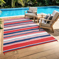 Garvee Waterproof Outdoor Rug 8x10, Plastic Straw Patio Camping Rug, Indoor Outdoor RV Mat Carpet for Deck, Camper, Porch, Balcony, Backyard, Picnic (Red/Dark Blue) by Garvee