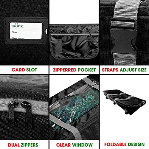 ProPik Rolling Christmas Tree Storage Bag, Fits Up to 9 Foot Tall Disassembled Trees, 25" X 25" X 60", Extra Large Heavy Duty Xmas Container with Wheels, Handles and Straps (Black) - Image 2