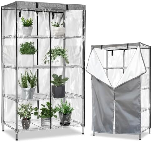 okcool Waterproof Shelf Cover,600D Heavy Duty Wire Shelving Unit Cover,Three Side See Through Panel Clearly Visible (Fits 60" Wx24 Dx72 H Shelves) by Okcool