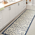 Eyely Filigree Weave Runner Rug 2X10 Navy/Beige, Indoor Outdoor Rug by eyely