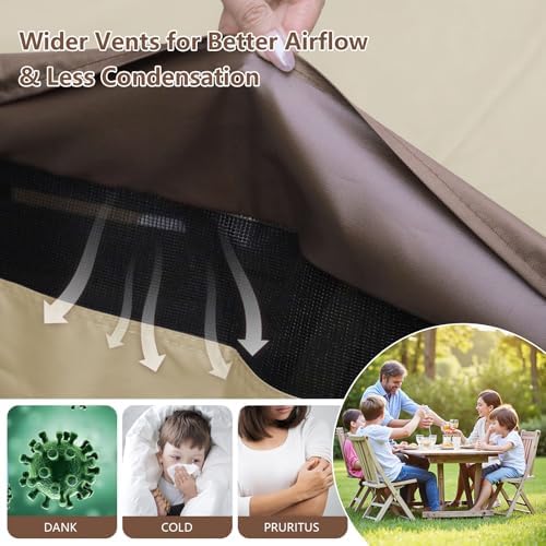RICHIE Outdoor Patio Furniture Cover - Heavy Duty Waterproof 600D Tough Canvas Protector for Square Table Cover, All-Season Dining Table and Chair Cover (62L x 62W x 28H Inch) - Image 4