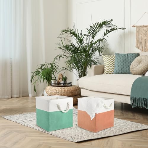6 Pack 11x11 Inch Macaron Cube Storage Bins Square Fabric Cube Baskets - Image 6