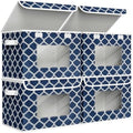 Univivi Fabric Foldable Storage Boxes with Lids, 4 Pack, Blue Lantern by Univivi