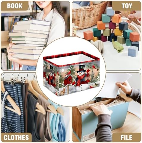Stybn Christmas Snowman Foldable Baskets Storage Bins with Handles, Christmas Decorative Fabric Storage Basket Shelf baskets 2 2piece - Image 7