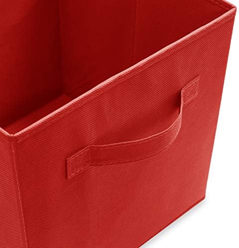 Casafield Set of 12 Collapsible Fabric Cube Storage Bins, Red - 11" Foldable Cloth Baskets for Shelves, Cubby Organizers & More - Image 3