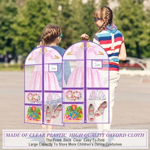 FoldTier 8 Pcs Clear Dance Costume Garment Bags for Dancers, 40 Inch,Purple - Image 4
