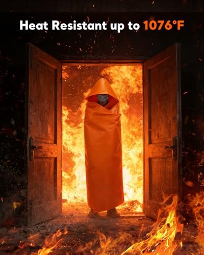 Emergency Fireproof Cloak with Hood – KANHIRO 1076°F Heat Resistant Fire Escape Poncho, Extra Large Silicone Coated Fire Blanket Cape for Home, Kitchen & Emergency - Image 2