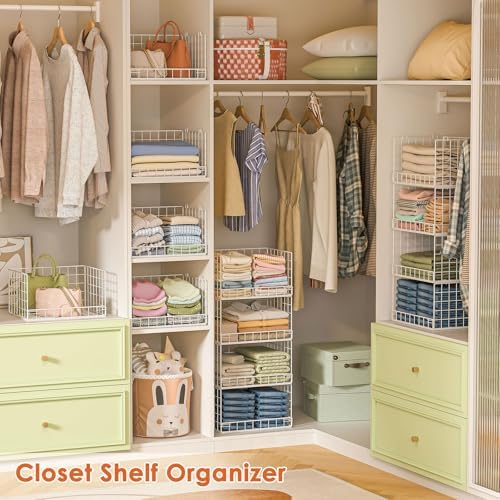 Yociyoga 8-Tier Stackable Closet Organizers and Storage Shelves, Foldable Closet Shelf Organizer, Stackable Storage Bins Drawers for Closet Organizer System, White(Patent No. 30022416) - Image 5