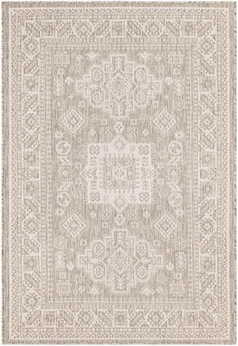 Rugs.com - Outdoor Aztec Rug – 4' 1 x 6' 1 Light Gray Indoor/Outdoor Rug – Weather-Resistant Flatweave for Patios, Decks, and Porches - Image 3
