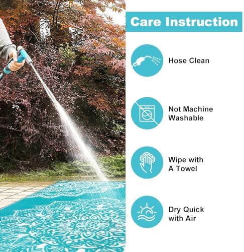 Yamaziot Waterproof Outdoor Rug 8x10 ft, Reversible Plastic Straw Rug for Patio Clearance, Camping, RV Mat, Large Outside Rug Carpet for Porch, Deck, Backyard, Balcony, Picnic (Blue) - Image 5