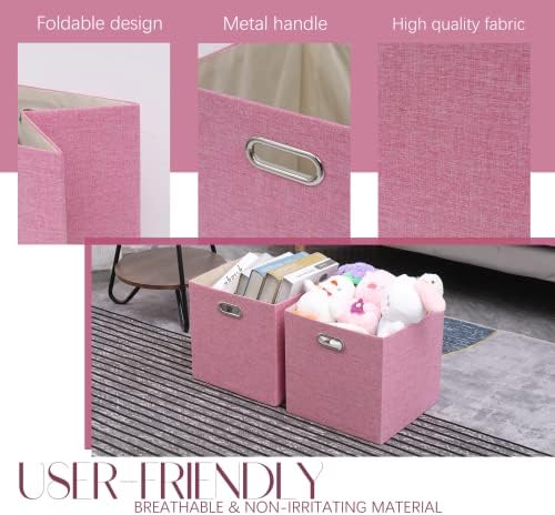 13x13x13 Inch Foldable Cube Storage Bins with Metal Handles, 4 Pack - Image 4