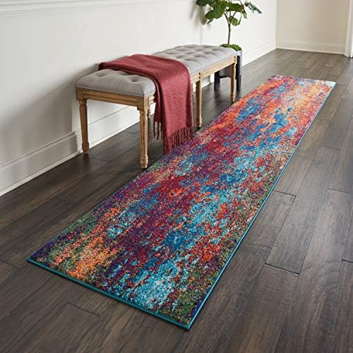 Nourison Home Celestial Atlantic 2'2" x 10' Area Rug - Easy Clean, Non Shedding, Bed Room, Living Room, Dining Room, Kitchen (10' Runner) by NourisonHome