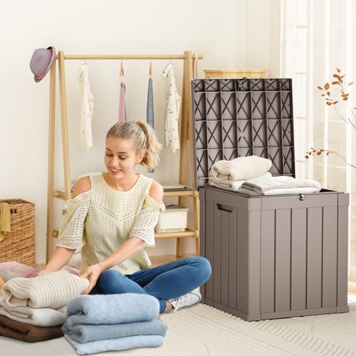 Vixzen 51 Gallon Deck Boxes Outdoor Waterproof, Lockable Resin Storage Box with lid for Furniture Cushions, Weatherproof Containers Outside Storage Boxes for Garden Patio Pool Tools(Grey, 51 Gallon) - Image 2